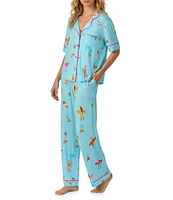 Room Service Coastal Cowgirl Short Sleeve Notch Collar Knit Pajama Set