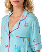Room Service Coastal Cowgirl Short Sleeve Notch Collar Knit Pajama Set