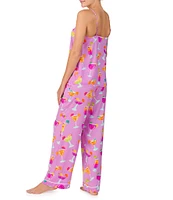 Room Service Cocktail Print Satin Cami & Pant Pajama Set