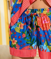 Room Service Floral Print Short Sleeve Short Notch Collar Woven Shorty Pajama Set