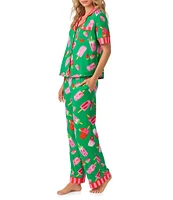 Room Service Fruity Pop Short Sleeve Notch Collar Knit Pajama Set