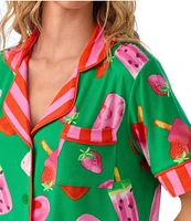 Room Service Fruity Pop Short Sleeve Notch Collar Knit Pajama Set