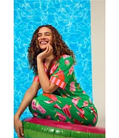 Room Service Fruity Pop Short Sleeve Notch Collar Knit Pajama Set