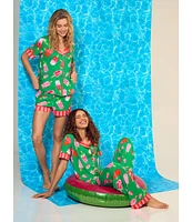 Room Service Fruity Pop Short Sleeve Notch Collar Knit Pajama Set