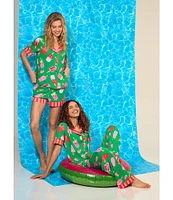 Room Service Fruity Pop Short Sleeve Notch Collar Knit Shorty Pajama Set