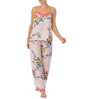 Room Service Geometric Print Satin Cami & Pant Pajama Set