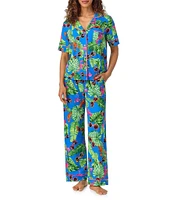 Room Service Lobster Tropical Lounge Short Sleeve Notch Collar Knit Pajama Set