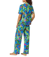 Room Service Lobster Tropical Lounge Short Sleeve Notch Collar Knit Pajama Set