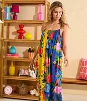 Room Service Multi Floral Print Sleeveless Round Neck Woven Chemise