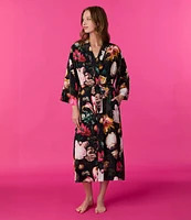 Room Service Satin Floral Print 3/4 Sleeve Coordinating Maxi Robe