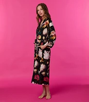 Room Service Satin Floral Print 3/4 Sleeve Coordinating Maxi Robe