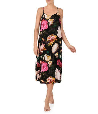 Room Service Satin Floral Sleeveless V-Neck Chemise