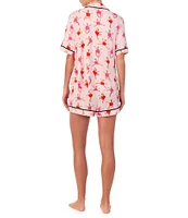 Room Service Soft Knit Notch Collar Short Sleeve Shortie Pajama Set