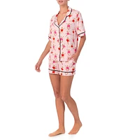 Room Service Soft Knit Notch Collar Short Sleeve Shortie Pajama Set