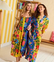Room Service Woven Multi Floral Print 3/4 Sleeve Maxi Robe