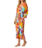 Room Service Woven Sunset Greeting 3/4 Sleeve Maxi Robe