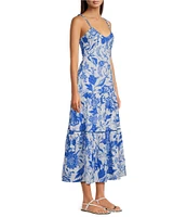 Ro's Garden Brittany Printed V-Neck Sleeveless Midi Dress