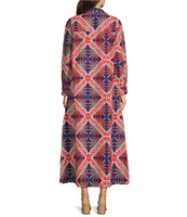 Ro's Garden Brussels Collar Neck Long Sleeve Button Front Midi Dress