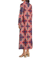 Ro's Garden Brussels Collar Neck Long Sleeve Button Front Midi Dress