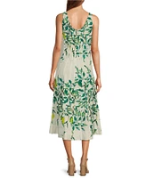 Ro's Garden Camilllie Printed Scoop Neck Sleeveless Midi Dress