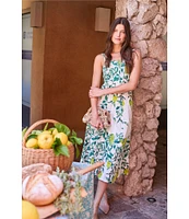 Ro's Garden Camilllie Printed Scoop Neck Sleeveless Midi Dress