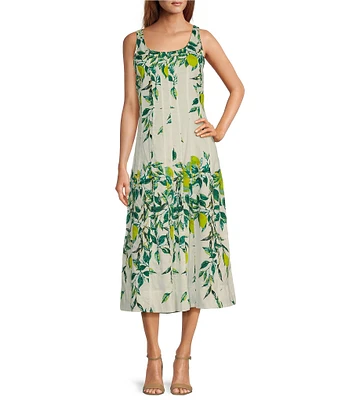 Ro's Garden Camilllie Printed Scoop Neck Sleeveless Midi Dress