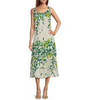 Ro's Garden Camilllie Printed Scoop Neck Sleeveless Midi Dress