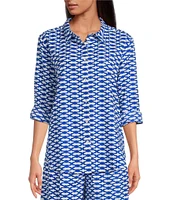 Ro's Garden Copenhagen Collar Button Front Long Sleeve Coordinating Shirt