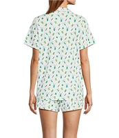 Ro's Garden Cora Short Sleeve Notch Collar Shorty Knit Bug Print Pajama Set