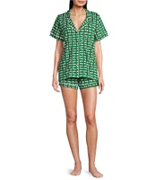 Ro's Garden Cora Short Sleeve Notch Collar Shorty Knit Print Pajama Set