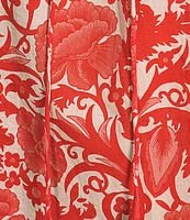 Ro's Garden Havana Woven Floral Print Round Ruffle Tie Neck 3/4 Puff Sleeve Blouse