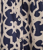 Ro's Garden Jinette Printed Woven Collar Neck Long Sleeve Button Front Tiered Maxi Dress