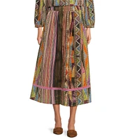 Ro's Garden Jordy Woven Print High Rise A-Line Coordinating Midi Skirt