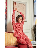 Ro's Garden Long Sleeve Henley & Jogger Knit Gingerbread Cookies Holiday Pajama Set