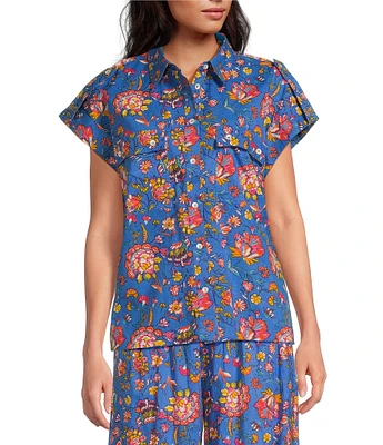 Ro's Garden Netherlands Button Front Collar Short Sleeve Shirt