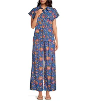Ro's Garden Netherlands Button Front Collar Short Sleeve Shirt