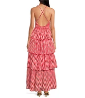 Ro's Garden Nevada Tiered V-Neck Sleeveless Maxi Dress