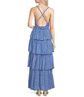 Ro's Garden Nevada Tiered V-Neck Sleeveless Maxi Dress