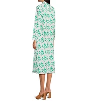 Ro's Garden Newport Floral Print Split V-Neck 3/4 Sleeve Kurta Midi Dress