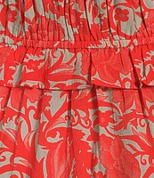 Ro's Garden Percy Woven Floral Print Scoop Neck Short Puff Sleeve Midi Dress