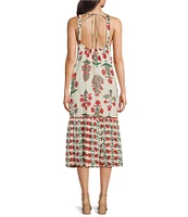 Ro's Garden Theodore Square Neck Sleeveless Midi Dress