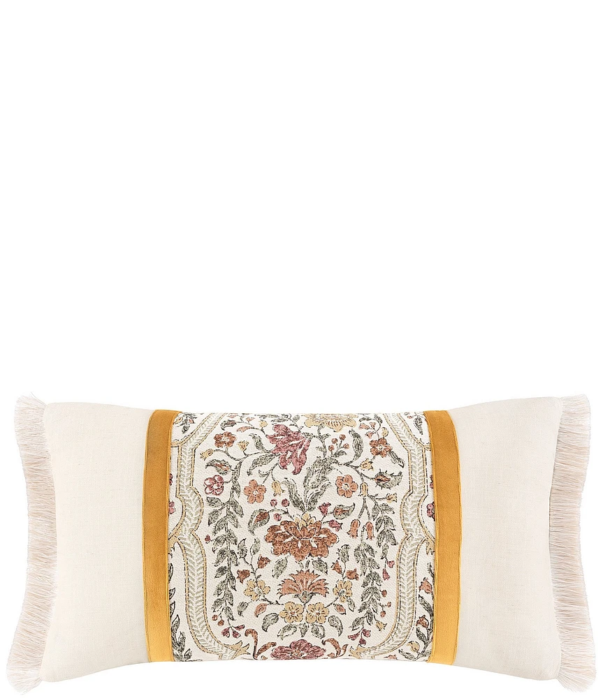 Rose Tree Baroda Pieced Fringed Reversible Boudoir Pillow