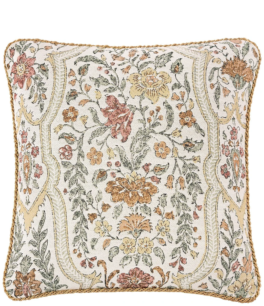 Rose Tree Baroda Twist Cord Trim Woven Reversible Square Pillow