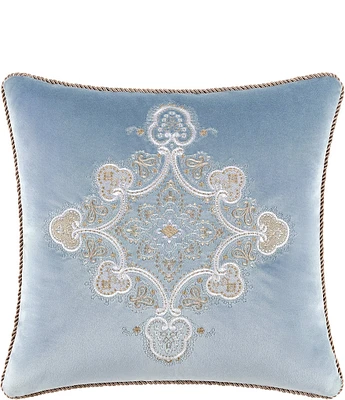 Rose Tree Caesar Embroidered Velvet Square Pillow