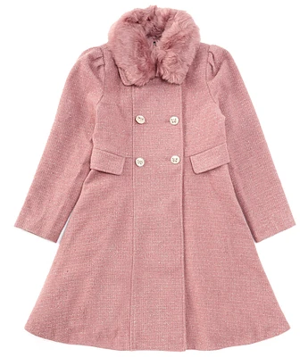 Rothschild Big Girls 7-16 Long Sleeve Faux-Fur-Collar Coat