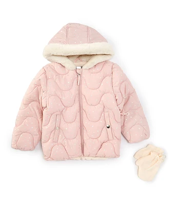 Rothschild Little Girls 2T-4T Foil Print Quilt Puffer Coat