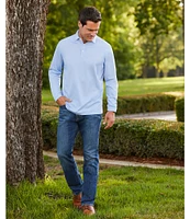 Roundtree & Yorke Easy Care Long Sleeve Solid Jacquard Polo Shirt