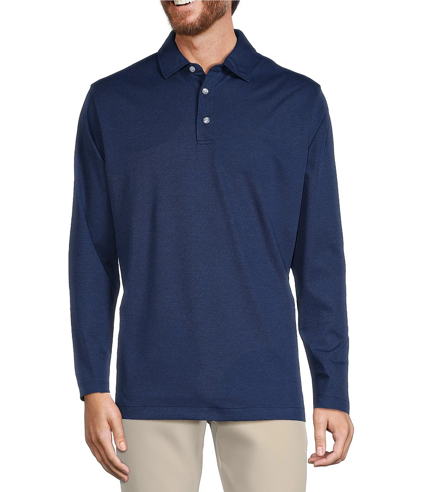 Roundtree & Yorke Easy Care Long Sleeve Solid Jacquard Polo Shirt