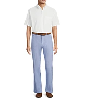 Roundtree & Yorke Andrew Fit Flat Front Solid Linen Chinos