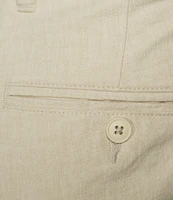 Roundtree & Yorke Andrew Fit Flat Front Solid Linen Chinos